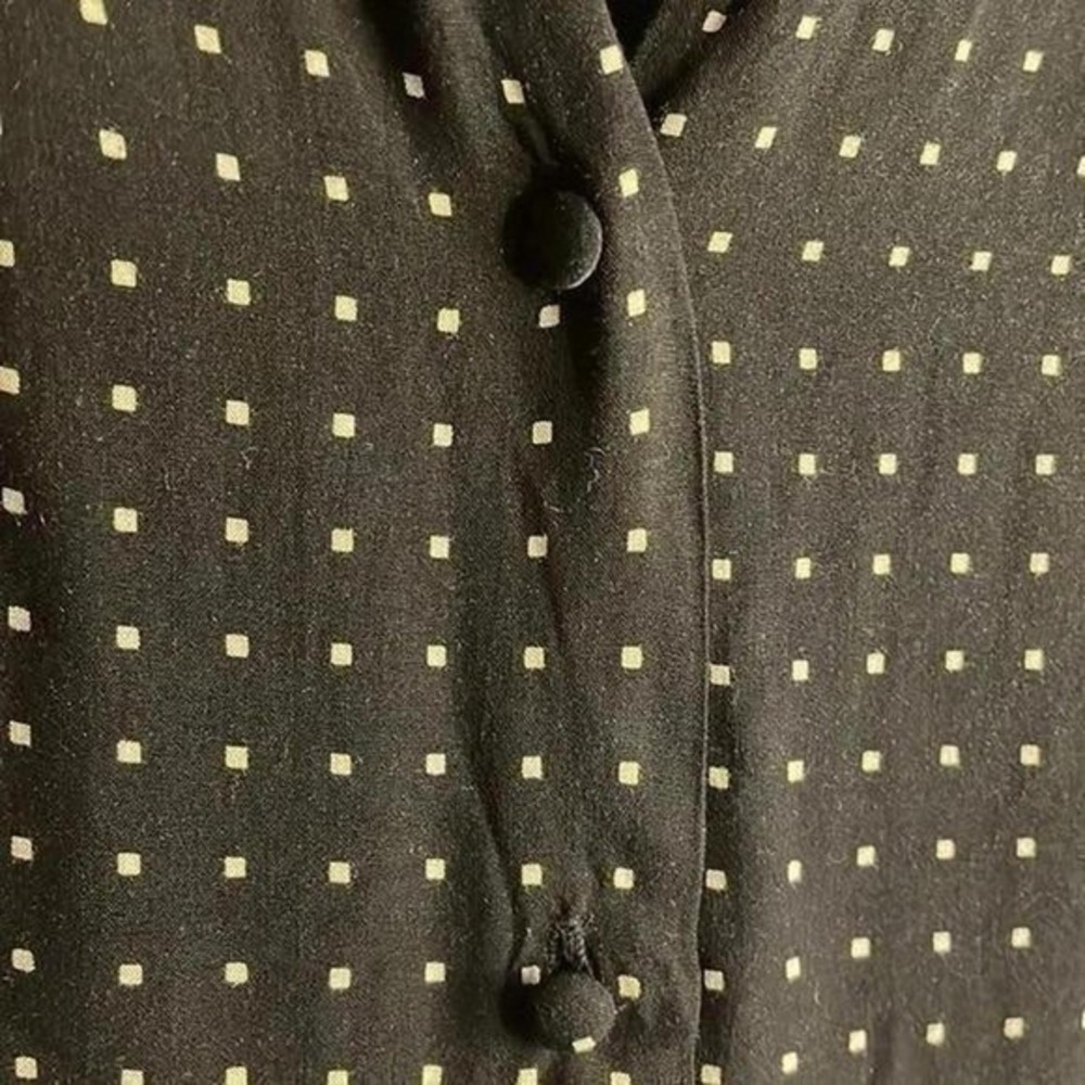 NAVY BLUE POLKA DOT LONG SLEEVE COLLARED BLOSE WOMEN'S SIZE M - Picture 6 of 7